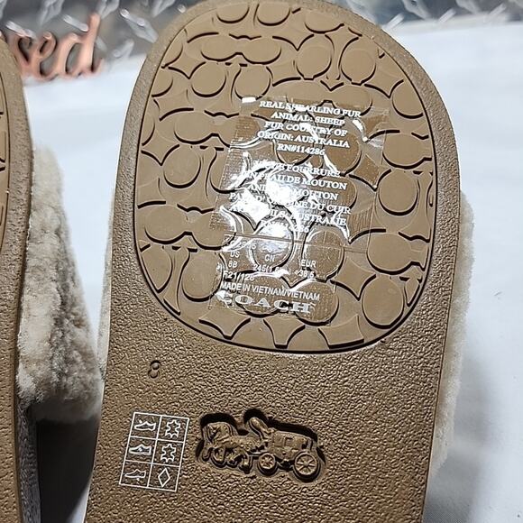 🐨COACH🐨ULLA SHEARLING SLIDE COMFORTABLE COLORWAY IVORY LADIES 8 NWB📦ELEGANT - Picture 16 of 16